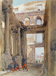 Soldats dans les ruines des Tuileries, 7 juillet 1871